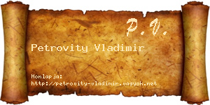 Petrovity Vladimir névjegykártya